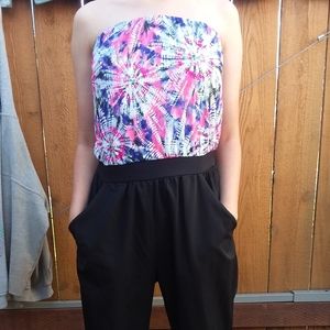 Xhilaration Black & Tie Dye Romper